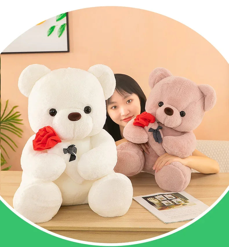 Adorable Valentine's Day Teddy Bear with Roses - Perfect Plush Gift for Girls