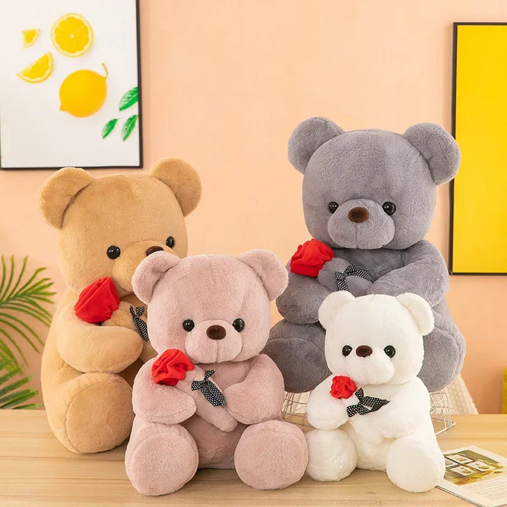 Adorable Valentine's Day Teddy Bear with Roses - Perfect Plush Gift for Girls