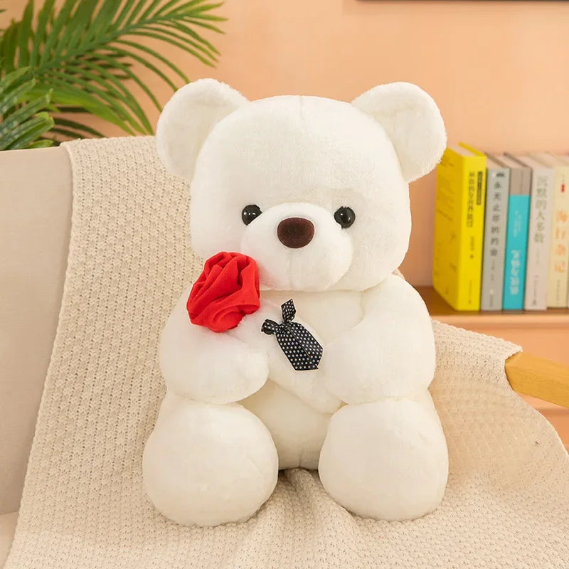 Adorable Valentine's Day Teddy Bear with Roses - Perfect Plush Gift for Girls