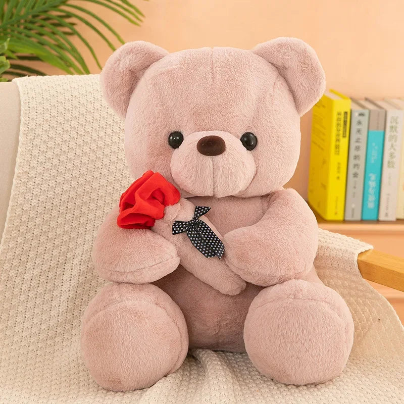 Adorable Valentine's Day Teddy Bear with Roses - Perfect Plush Gift for Girls