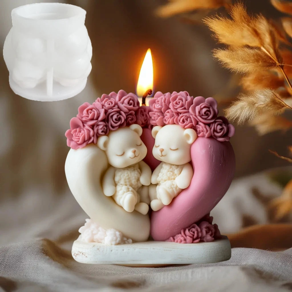 Adorable Love Bear Candle Silicone Mold - Perfect for Valentine's Day Gifts!