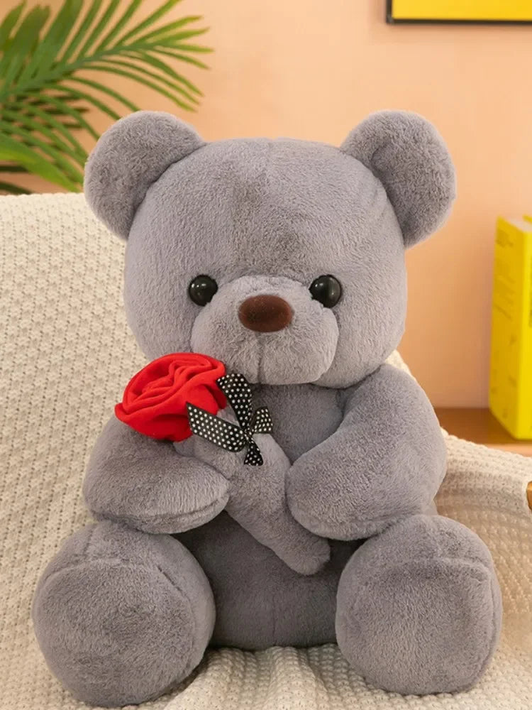 Adorable Valentine's Day Teddy Bear with Roses - Perfect Plush Gift for Girls