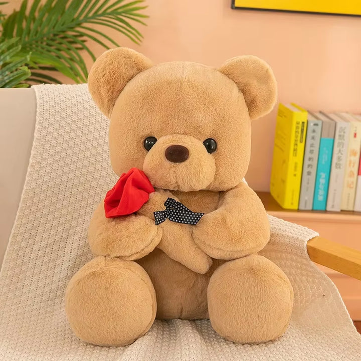 Adorable Valentine's Day Teddy Bear with Roses - Perfect Plush Gift for Girls